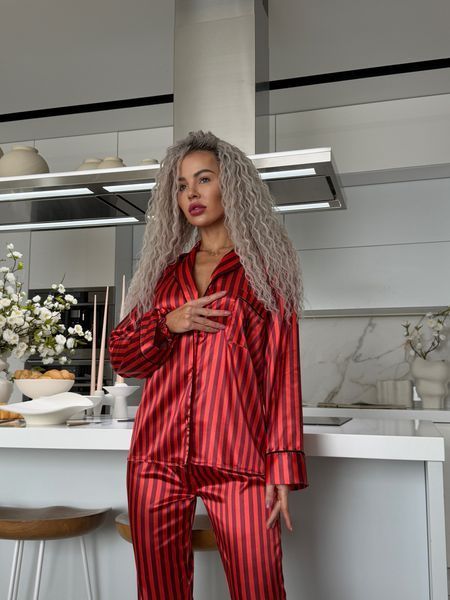 Пижама Victoria's Secret (Виктория Сикрет) Рубашка и штаны - Красная PJ-000003 фото