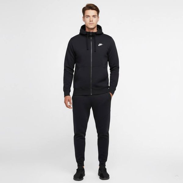 Мужской Спортивный костюм (Демисезонный Турция) Nike (Найк) Кофта и штаны - Чёрный SPKT-0000012 фото