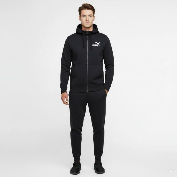 Зимний Мужской Спортивный костюм (Турция) Puma (Пума) Кофта и штаны - Чёрный ZSPKT-0000013 фото