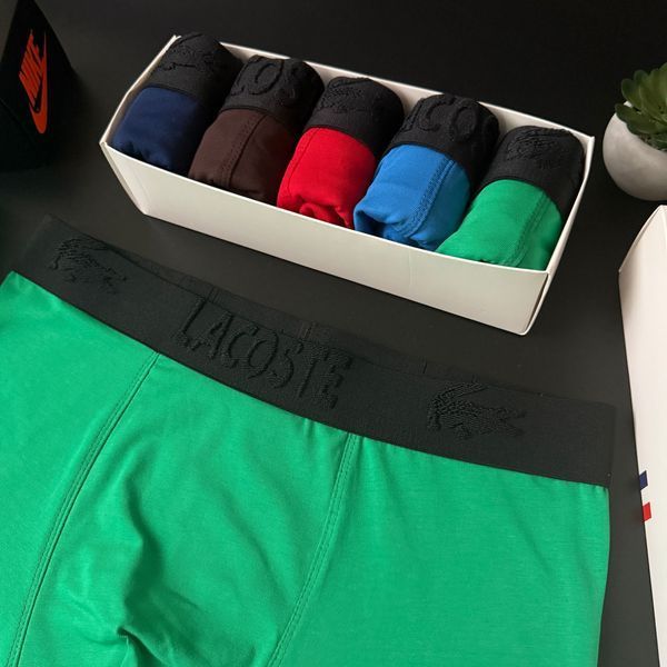 Чоловічі труси Lacoste (Лакост) 3D Набір з 5 штук | Набір Чоловічої нижньої білизни - (бавовняні) MTT-0000012 фото