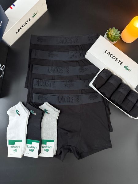 Чоловічі труси Lacoste (Лакост) 3D Набір з 5 штук | Набір Чоловічої нижньої білизни - (бавовняні) MTT-0000013 фото