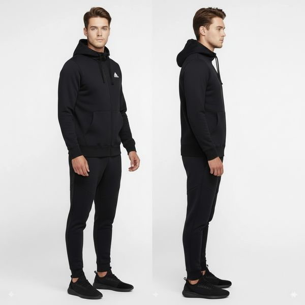 Зимний Мужской Спортивный костюм Adidas (Адидас) Кофта и штаны - Чёрный ZSPK-0000014 фото