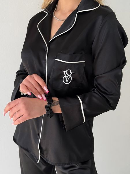 Піжама Victoria's Secret (Вікторія Сікрет) Сорочка і штани - Чорна PJ-000004 фото