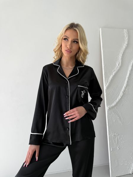 Піжама Victoria's Secret (Вікторія Сікрет) Сорочка і штани - Чорна PJ-000004 фото